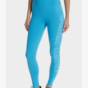 SPIRITUAL GANGSTER turquoise bright blue athletic leggings gym yoga pants